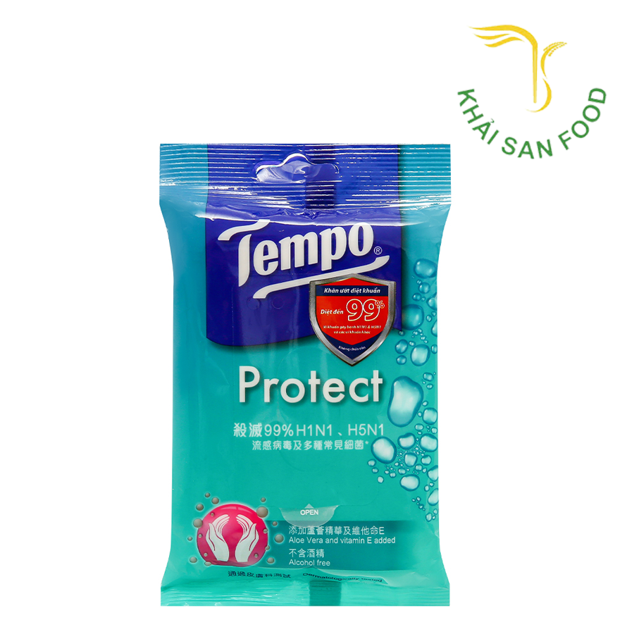 Khăn Giấy Ướt Tempo Protect Ngăn Ngừa Vi Khuẩn