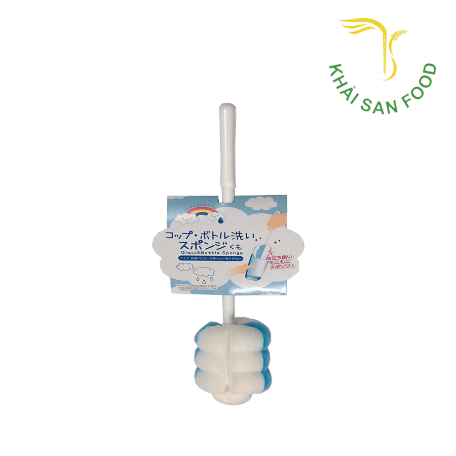 Dụng Cụ Cọ Rửa Chai Lọ, Bình Sữa Mút Xốp (Màu Xanh,Trắng)