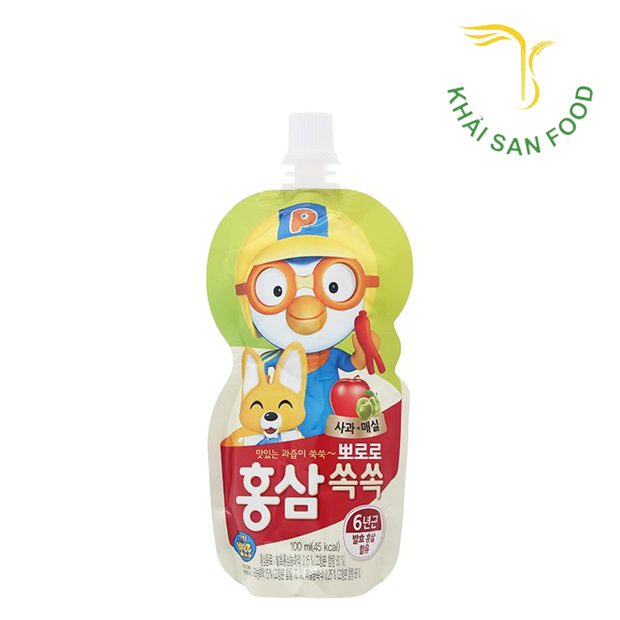 Nước Uống Pororo Hồng Sâm Vị Táo Và Mơ 100Ml