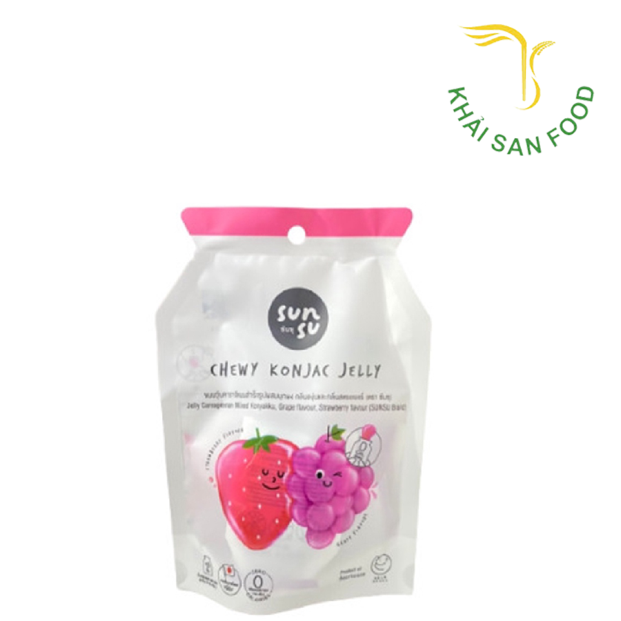 Thạch Konjac Sunsu Vị Nho Và Dâu 96g