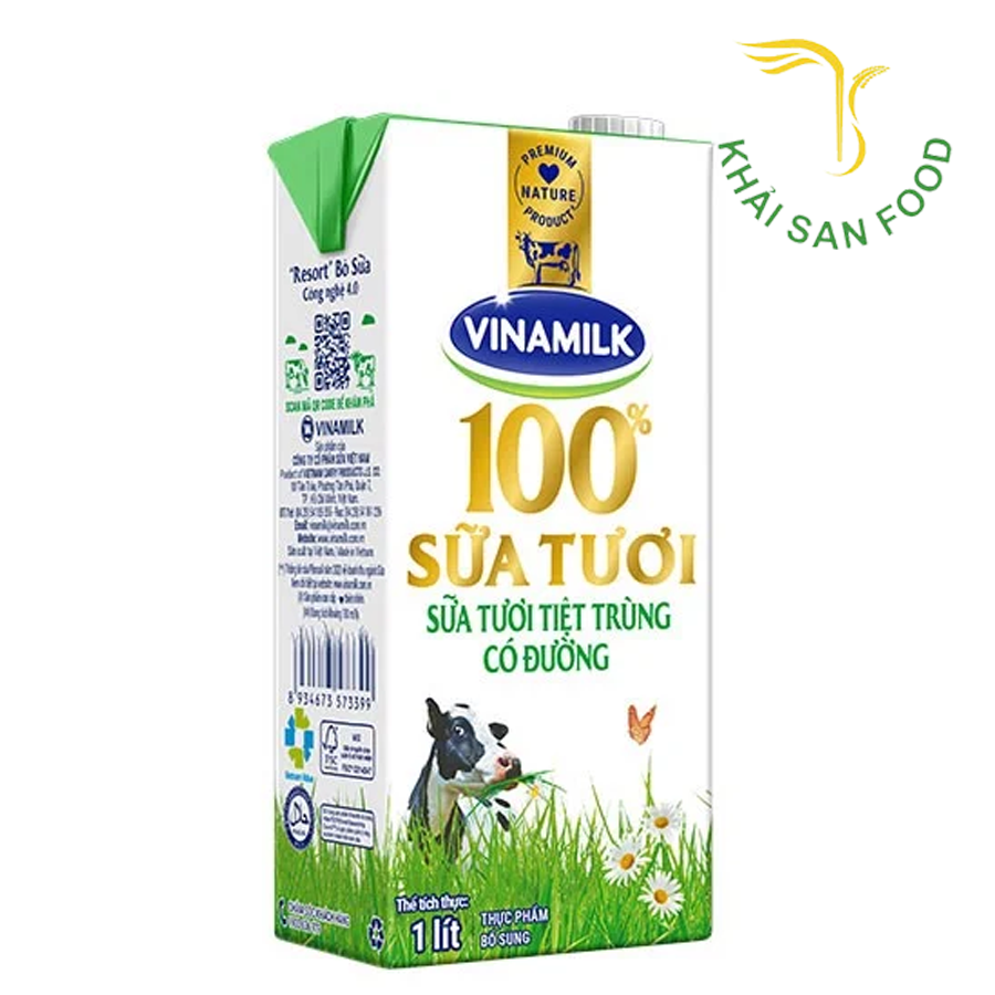 Sữa Tươi Tiệt Trùng Vinamilk 1L (Có Đường)
