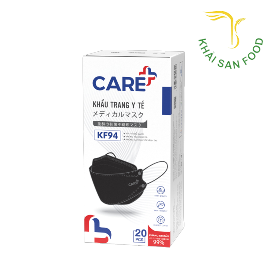Khẩu Trang Y Tế Care+KF94 Hộp 20 Cái (Đen)