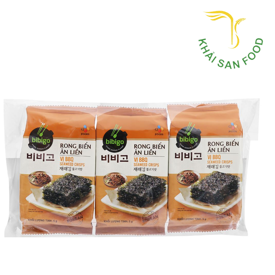Snack Rong Biển Giòn Bibigo Vị BBQ 5gX3