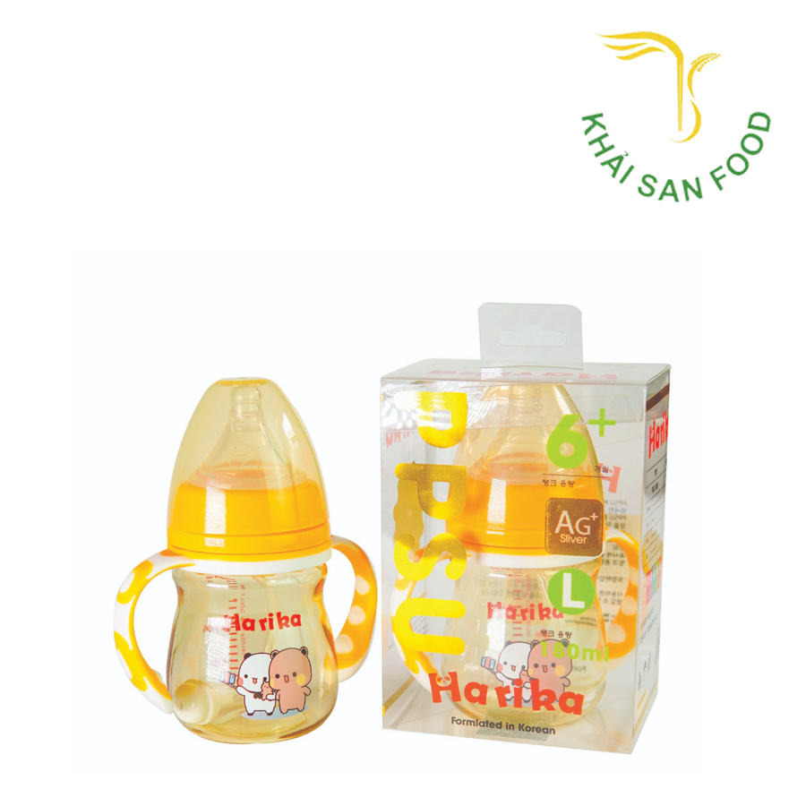 Bình Sữa Trẻ Em HARIKA PPSU Cổ Rộng Harika - 180ml - Tay Cầm