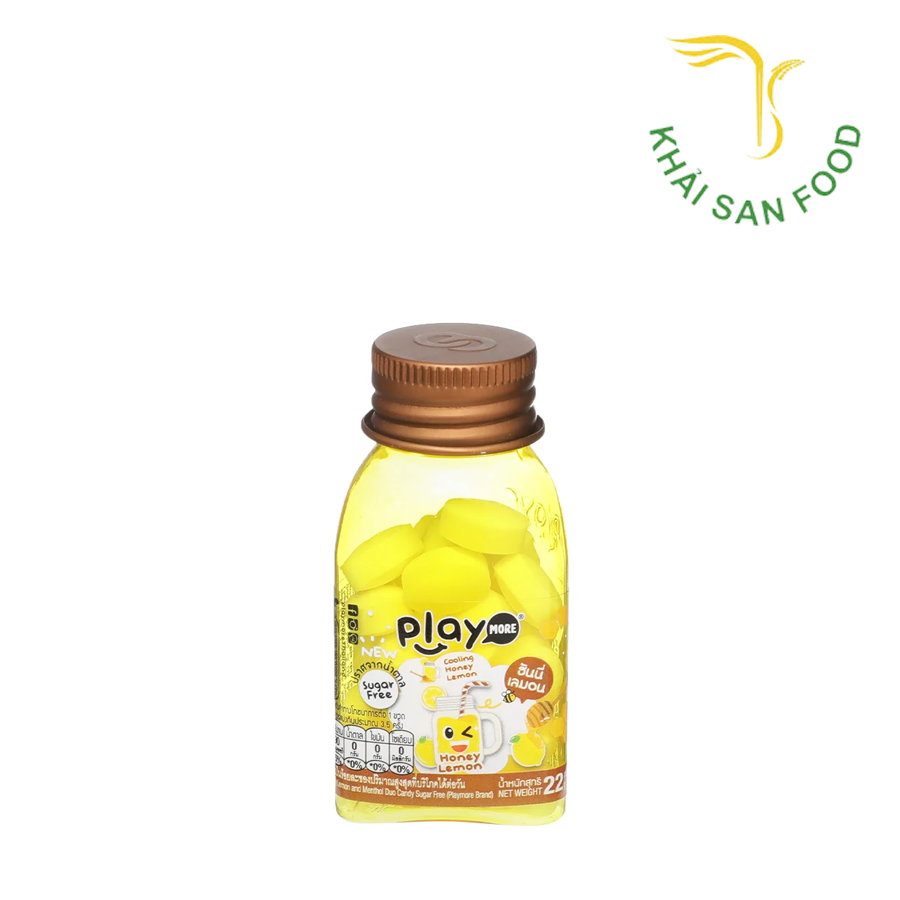 Kẹo The Không Đường Hương Chanh Mật Ong Playmore Hũ 22G