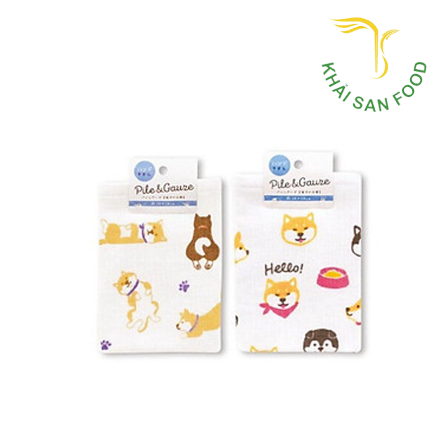 Khăn Mặt Cotton 2 Lớp Mẫu Chú Chó Shiba
