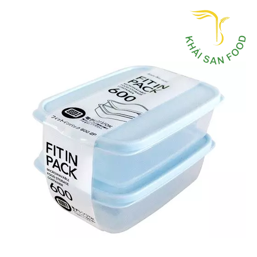 Set 2 Hộp Nhựa Nắp Dẻo 600ml Màu Xanh Mint