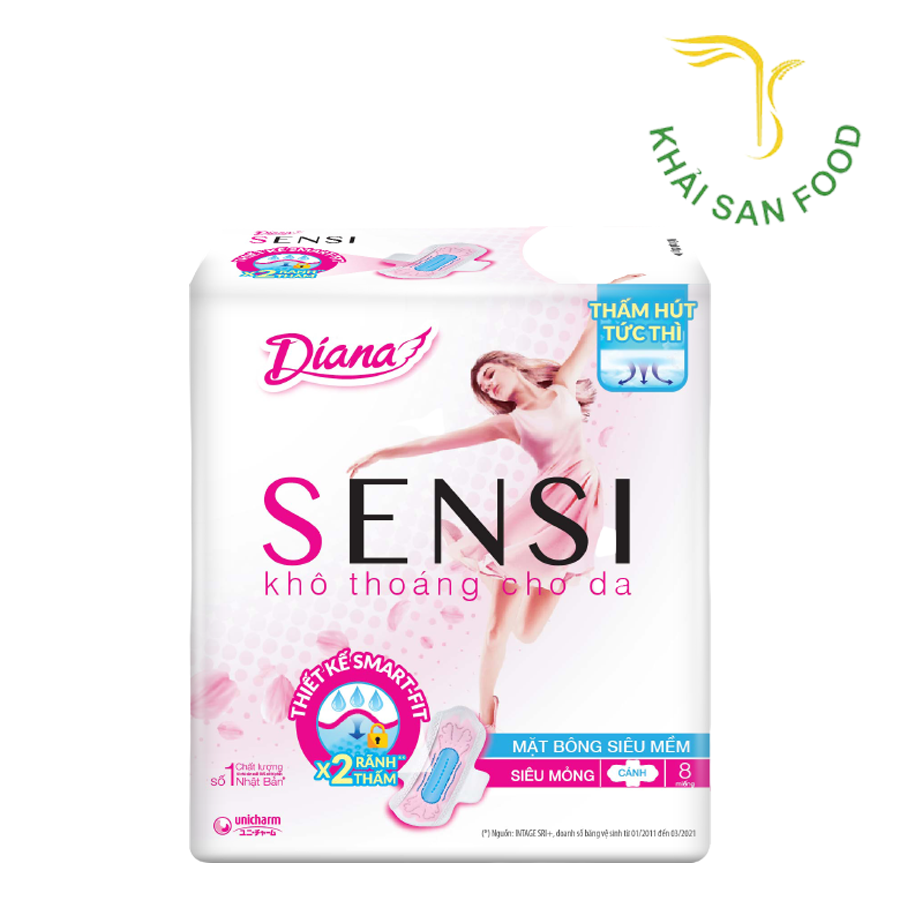 Diana Sensi Siêu Mỏng Cánh 8m (Trắng)