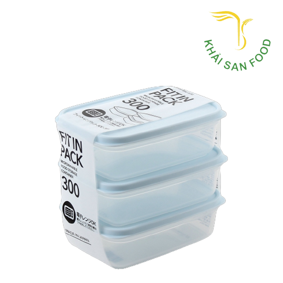 Set 3 Hộp Nhựa Nắp Dẻo 300ml Xanh Mint