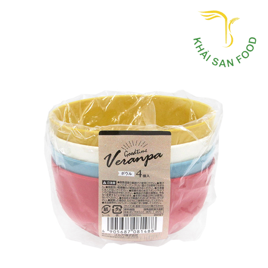 Set 4 Bát Nhựa Màu Sắc Veranpa Đường Kính 11cm