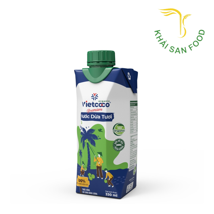 Nước Dừa Tươi Organic Vietcoco 330ml( Mẫu Mới)