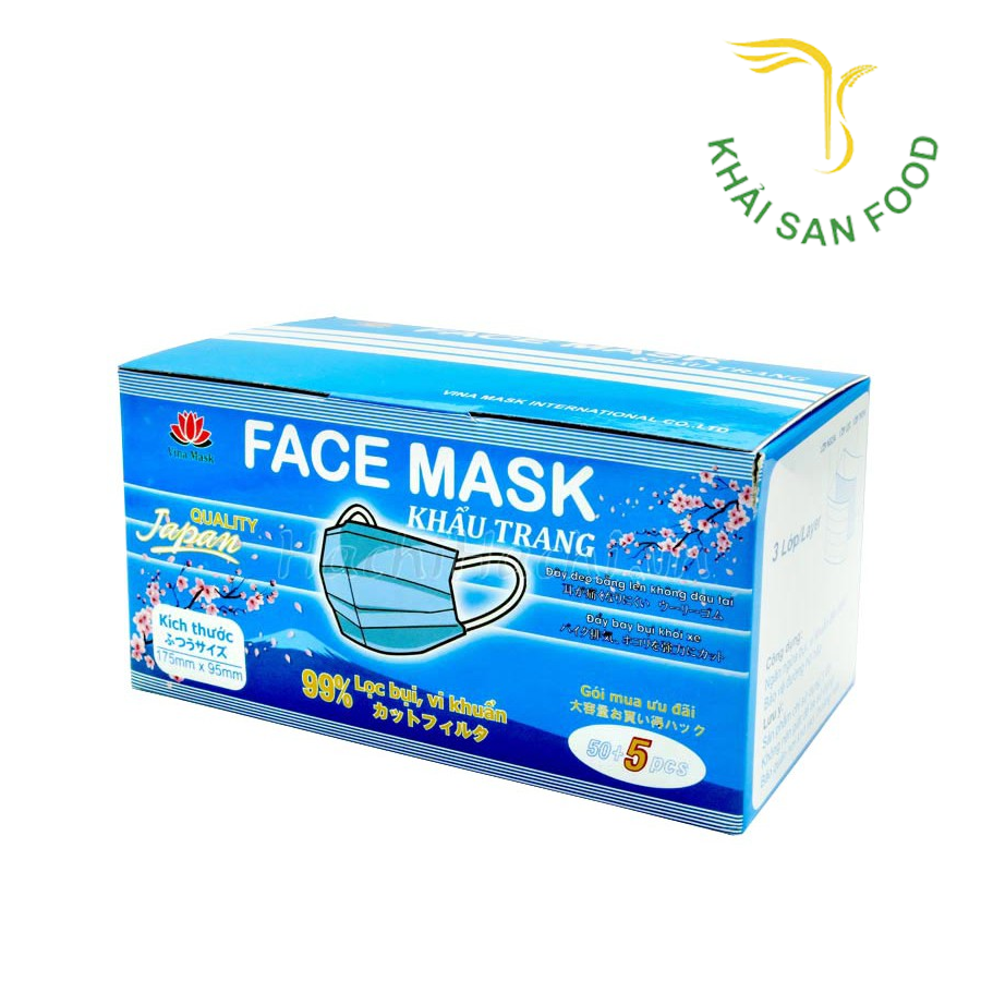 Khẩu Trang Hộp 55 Cái( Màu Xanh )