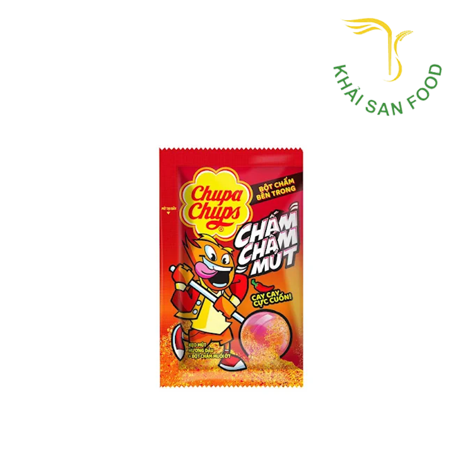 Chupa Chups Kẹo Mút Hương Dâu Chấm Muối Ớt 8G