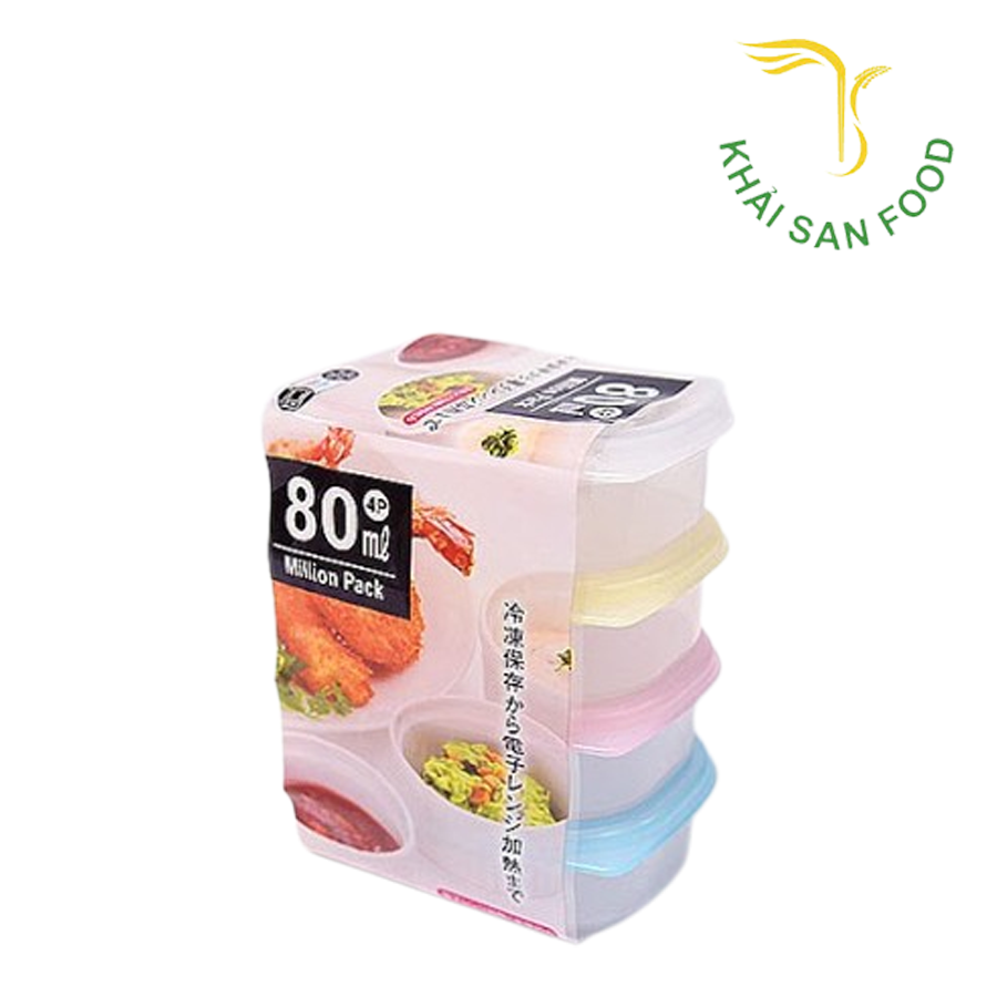 Set 4 Hộp Nhựa 80ml Nắp Dẻo