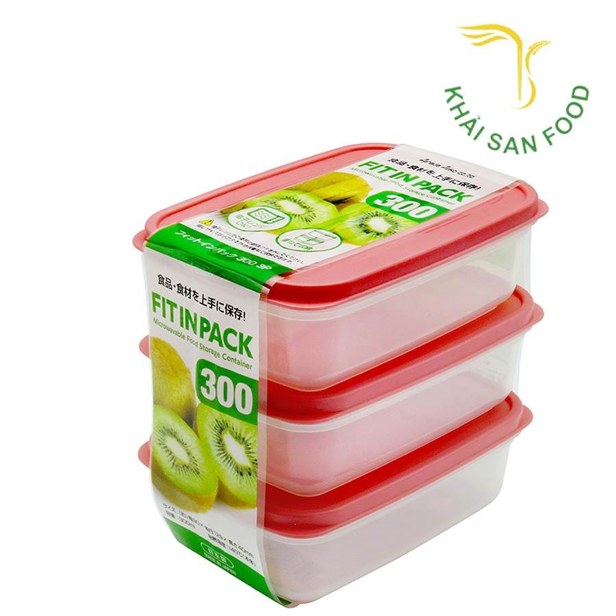 Set 3 Hộp Nhựa 300Ml Nắp Dẻo