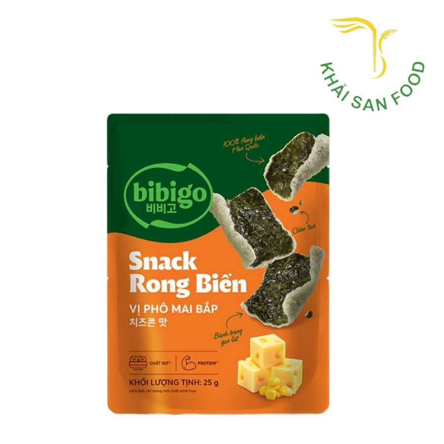 Snack Rong Biển Bibigo Vị Phô Mai Bắp 25G