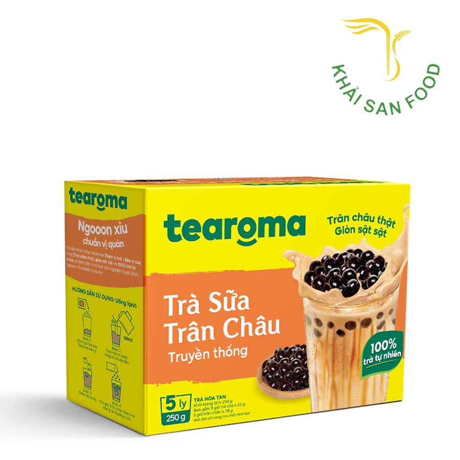 Tearoma Trà Sữa Trân Châu Truyền Thống Hộp 5x(22g + 28g)