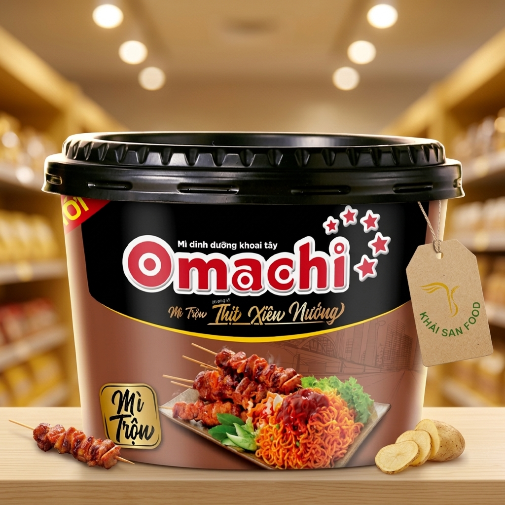 Mì DD Khoai Tây Omachi Trộn Thịt Xiên Nướng 104g Mì DD Khoai Tây Omachi Trộn Thịt Xiên Nướng 104g