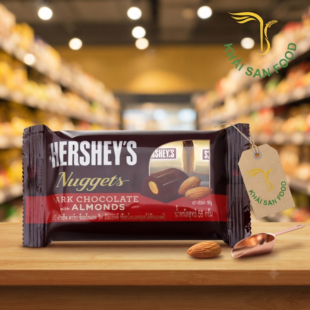 Socola Đen Hershey's Nuggets Hạnh Nhân 56G