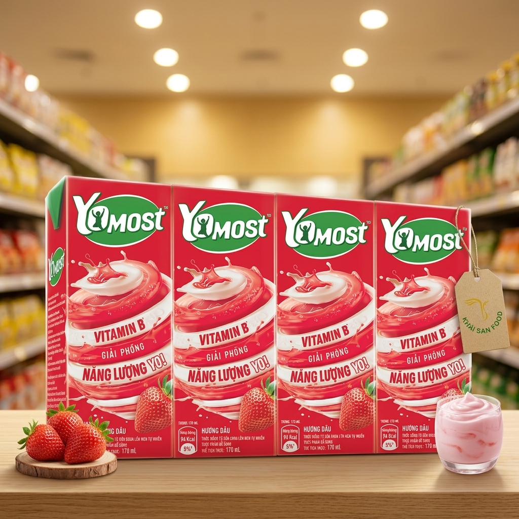 Sữa Chua Uống YoMost Hương Dâu 170ml Lốc 4 Hộp