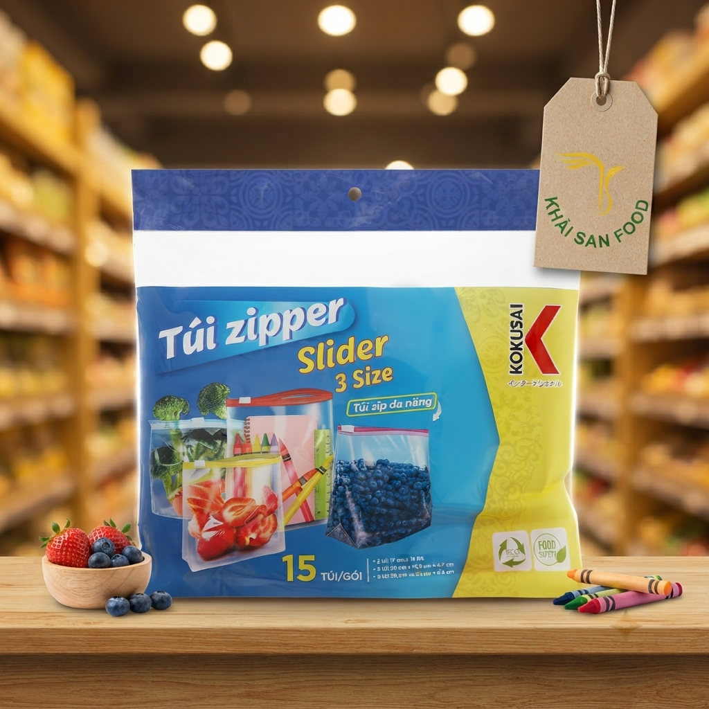 Túi Zipper Slider Đa Năng 3 Size Kokusai 15 Túi/Gói Túi Zipper Slider Đa Năng 3 Size Kokusai 15 Túi/Gói