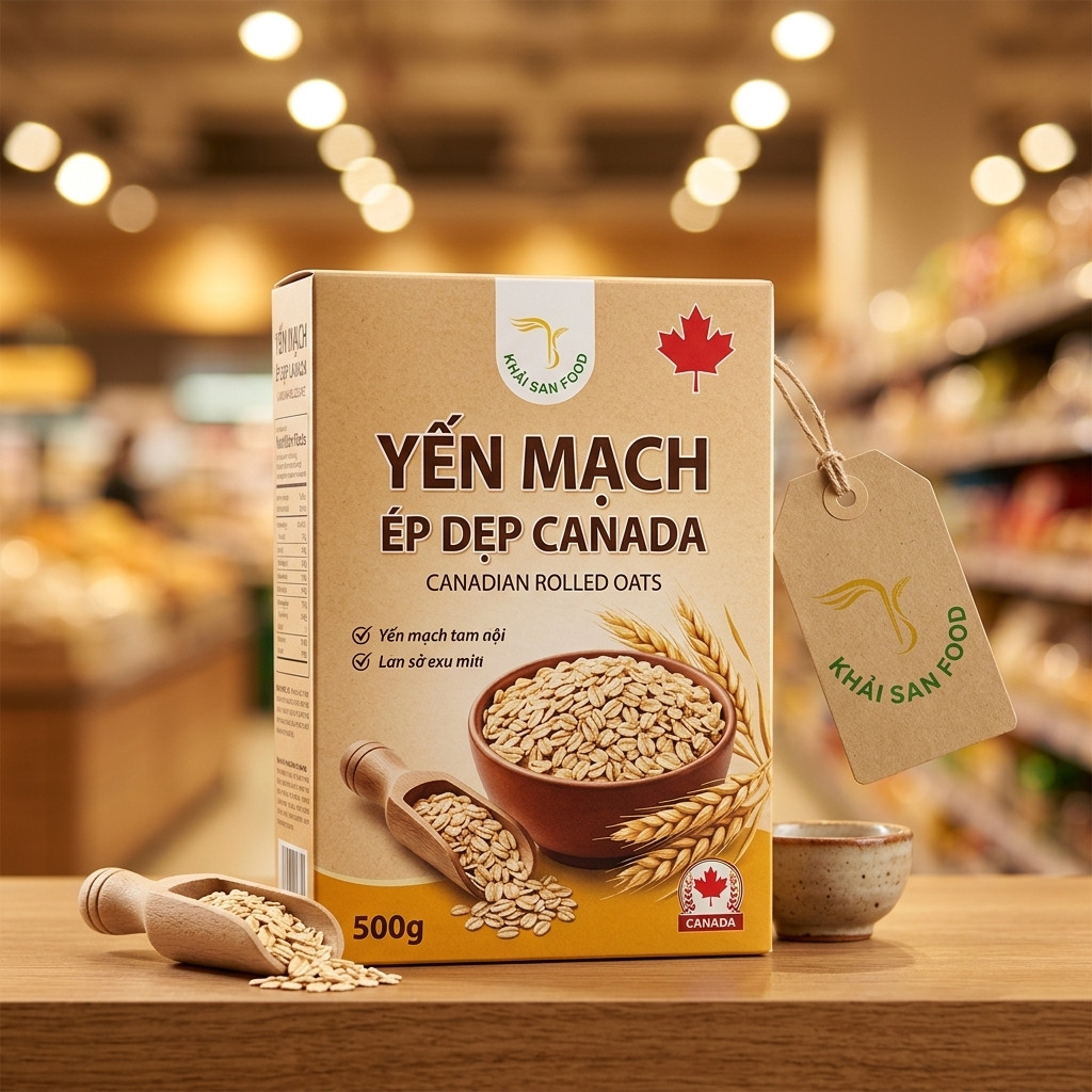 Yến Mạch Ép Dẹp Canada Hộp 500g Yến Mạch Ép Dẹp Canada Hộp 500g