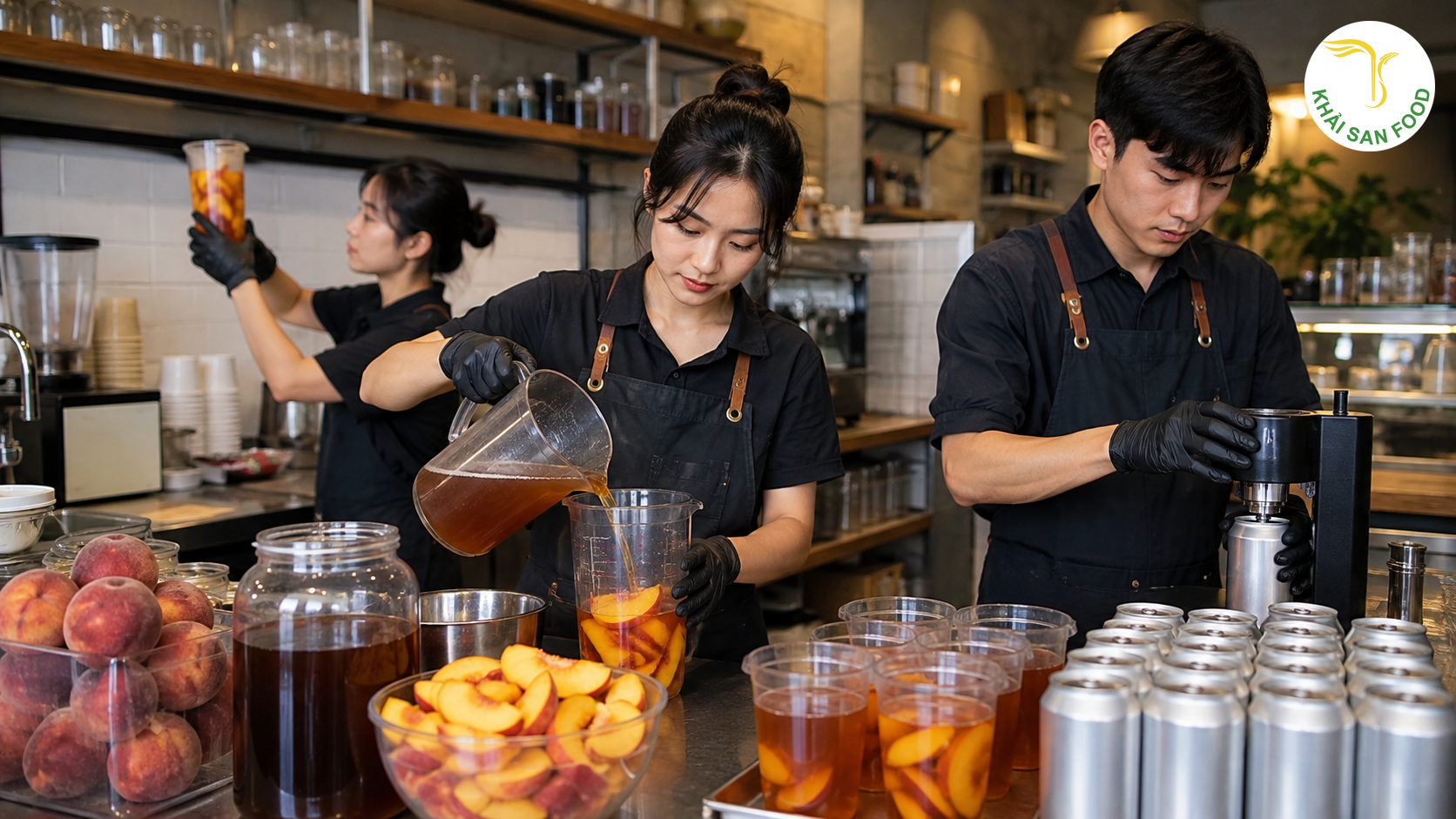 Công thức trà đào đóng hộp chuẩn hóa cho quán