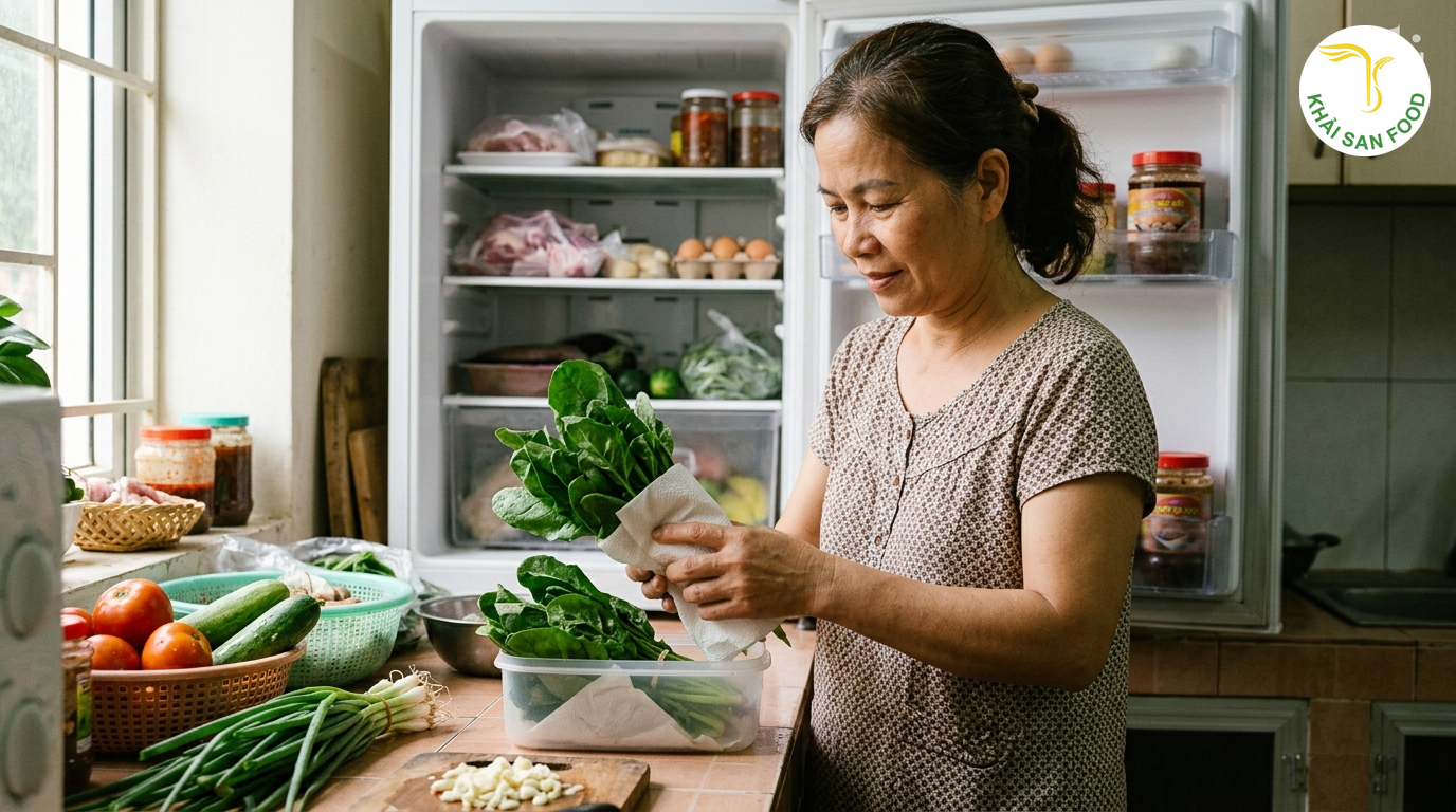 Rau Bina Là Rau Gì - Cách bảo quản rau trong tủ lạnh để cải bó xôi luôn tươi lâu - Khải San Food
