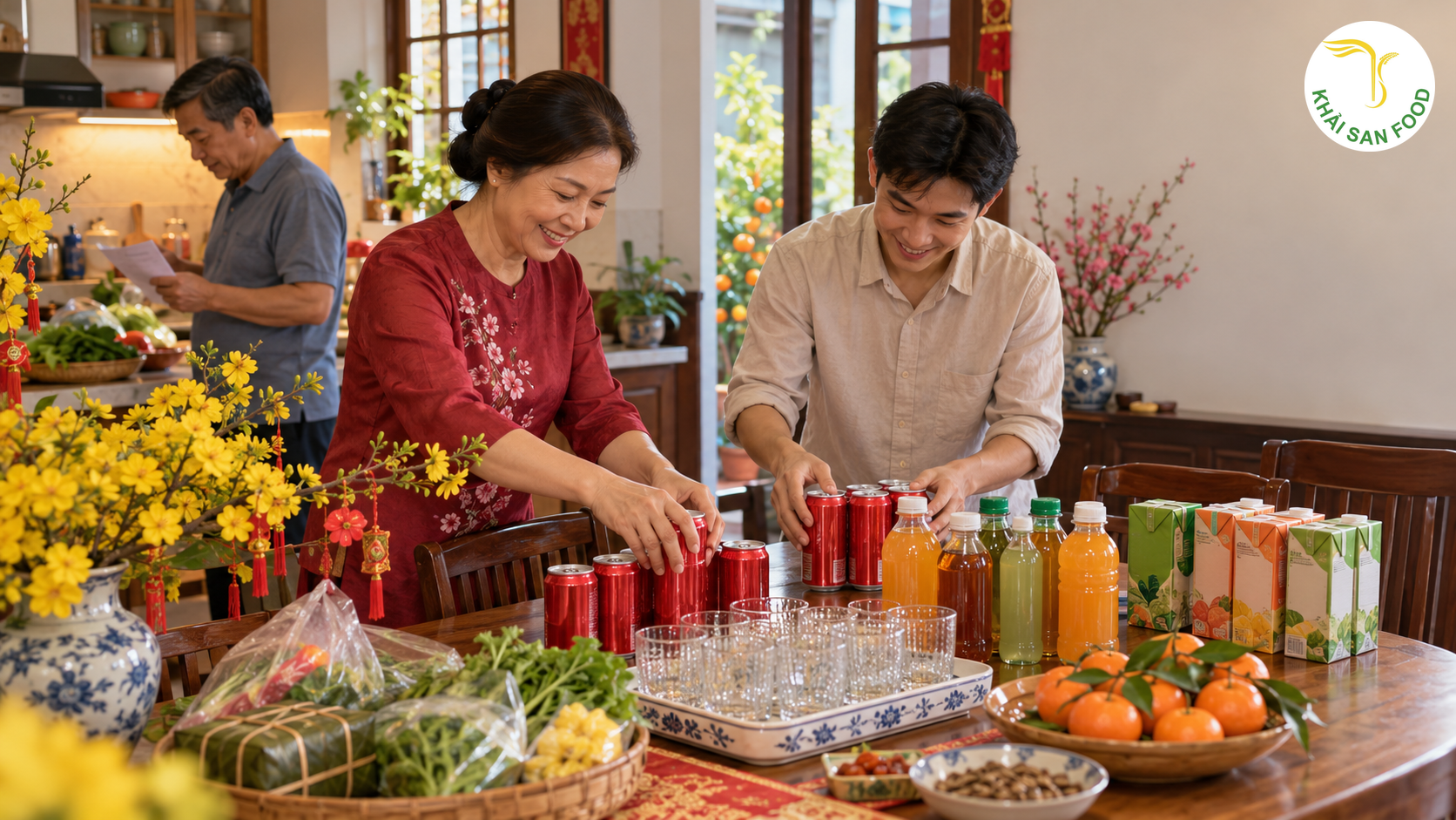 Thùng Coca Tết - Gia đình Việt Nam sắp xếp Coca-Cola và nước giải khát để dự trù lượng khách ngày Tết - Khải San Food