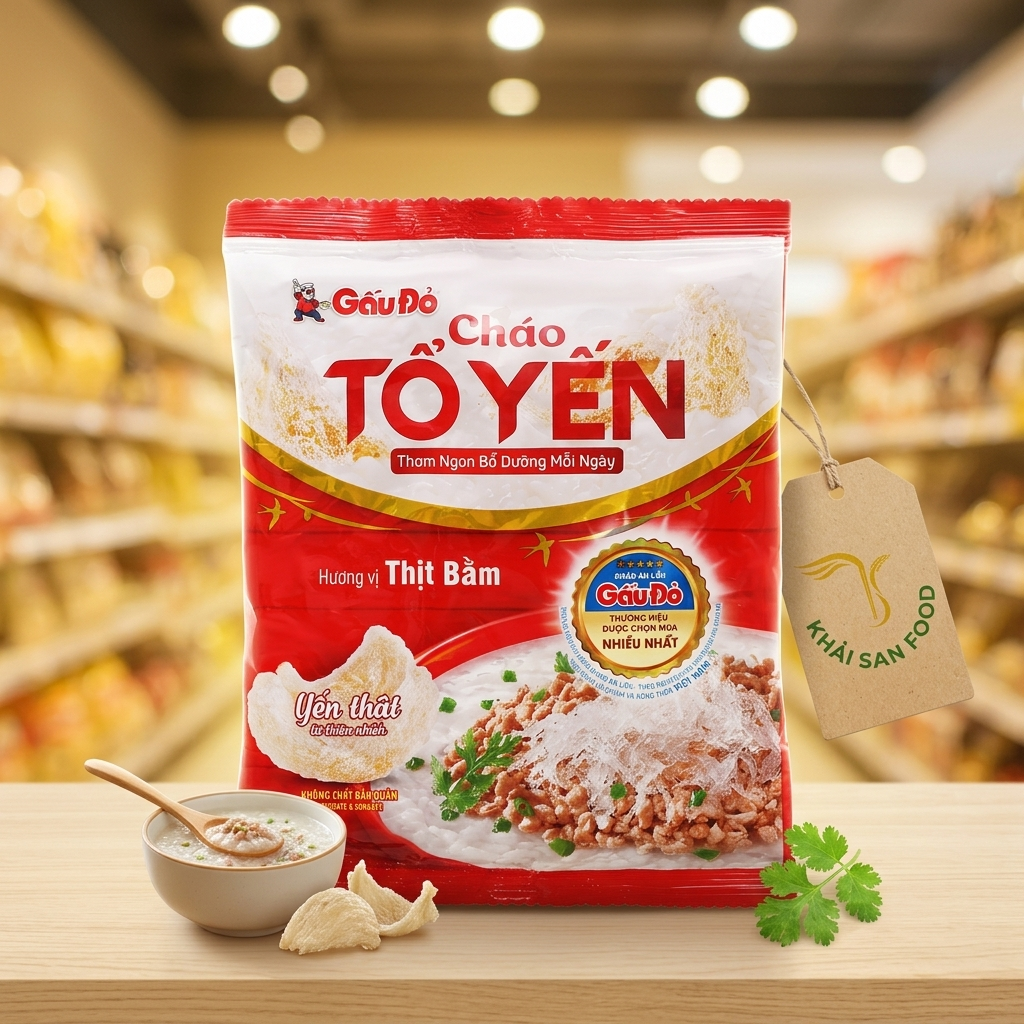 Cháo Tổ Yến Gấu Đỏ Thịt Bằm