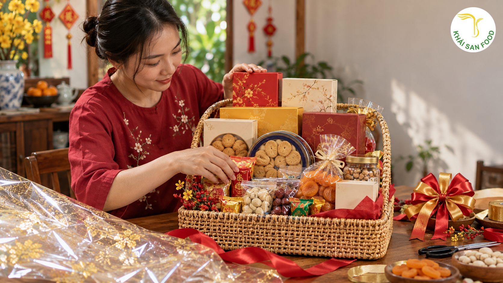 Cách Gói Quà Tết - Hướng Dẫn Cách Gói Quà Tết Đẹp Với Bánh Kẹo Mua Tại Cửa Hàng - Khải San Food